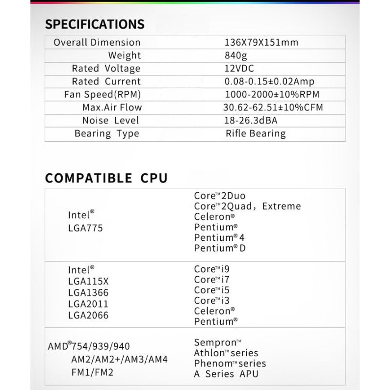 Tản nhiệt CPU PCcooler GI-D56A RGB với 5 Heatpipes 120mm PWM Fan