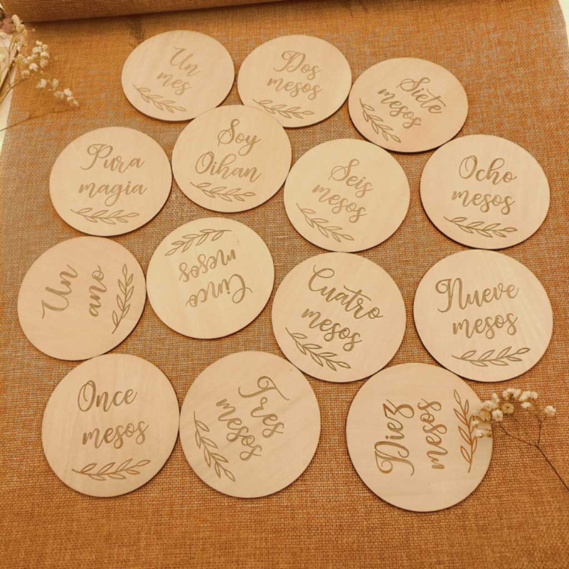 Set 14 Tấm Thẻ Ghi Âm Dùng Làm Đạo Cụ Chụp Ảnh Kỷ Niệm Theo Tháng Cho Bé Sơ Sinh