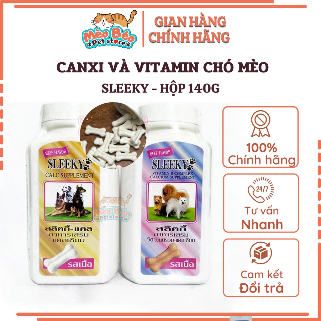 Canxi, Vitamin và khoáng cho chó mèo Sleeky Thái Lan - hộp 140g