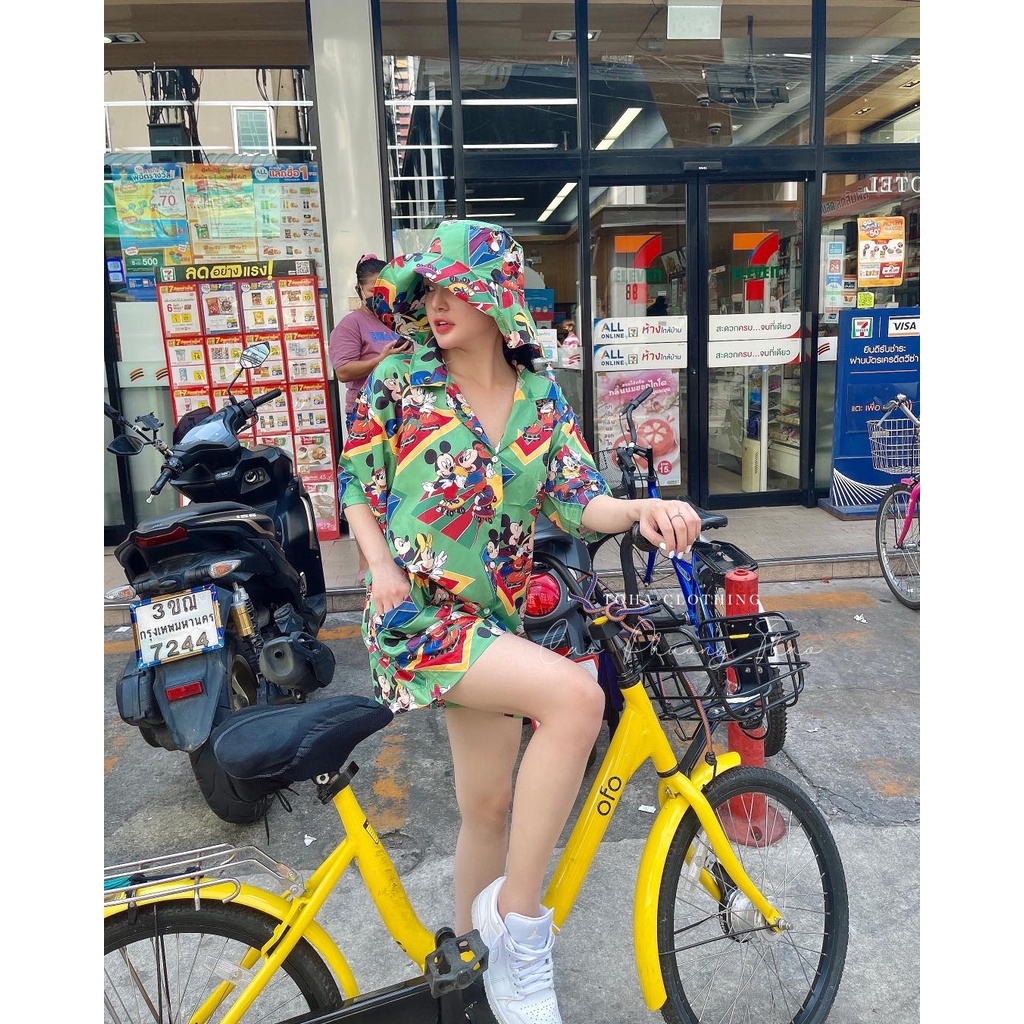 Set Bộ Sơ Mi Hoạt Hình Kèm Nón