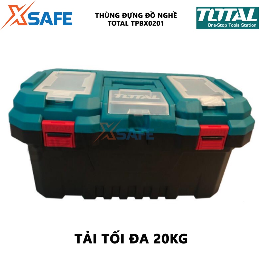 Hộp đựng đồ nghề TOTAL TPBX0201 Thùng đồ nghề đựng công cụ 20 inch, chất liệu nhựa PP, tải tối đa 20kg, khóa nhựa PP