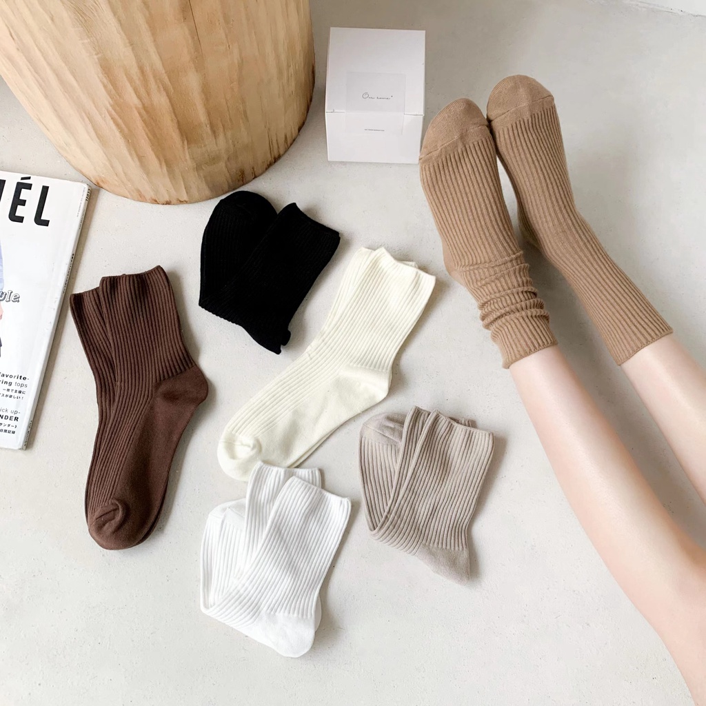Tất len gân tăm vớ cao cổ Hàn Quốc dày dặn An Nhiên shop