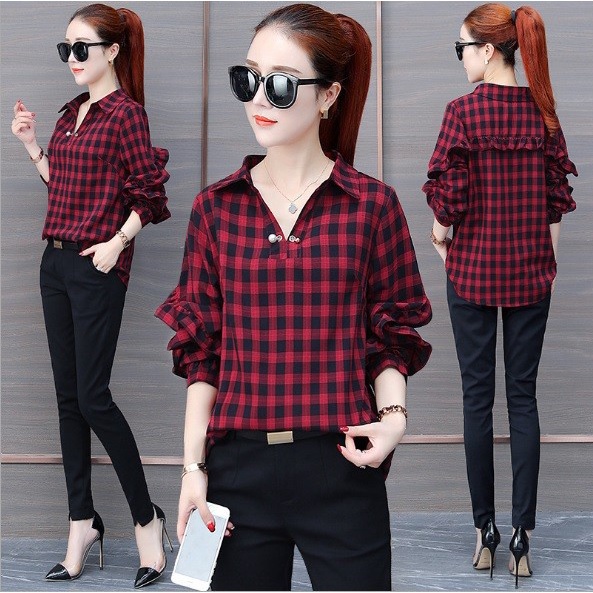 Q090711 -  Áo sơ mi nữ kẻ caro hàng nhập