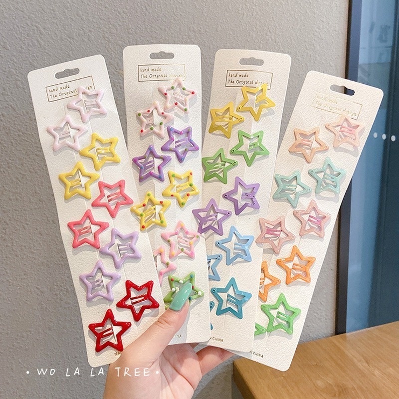 Set 20 Kẹp Tóc Hình Ngôi Sao Nhiều Màu Dễ Thương Cho Bé Gái