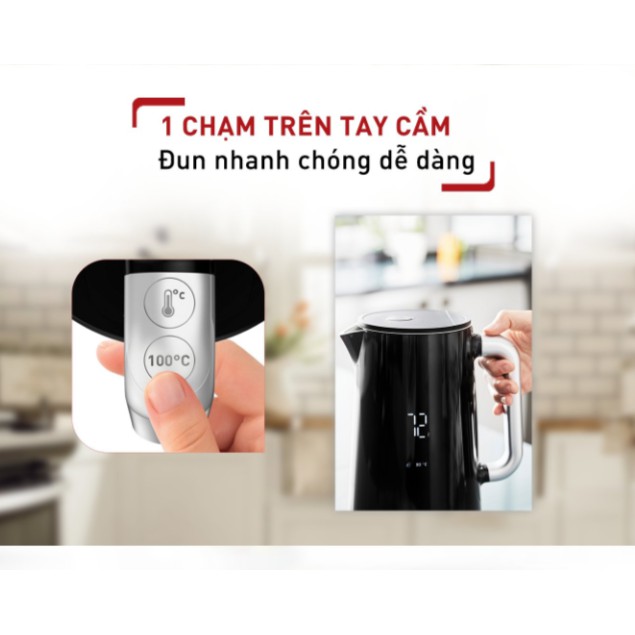 [Mã ELTEFALWL5 giảm 10% đơn 500K] Bình đun siêu tốc Tefal Smart &amp; Light KO850810 - 1800W, 1.7L