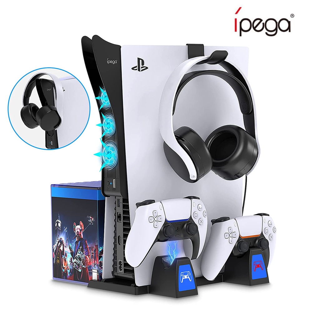 IPEGA Đế Sạc Đứng Đứng Kèm Quạt Tản Nhiệt Cho Tay Cầm Chơi Game Ps5 Ps5 Cho Playstation 5 Pg-P5009