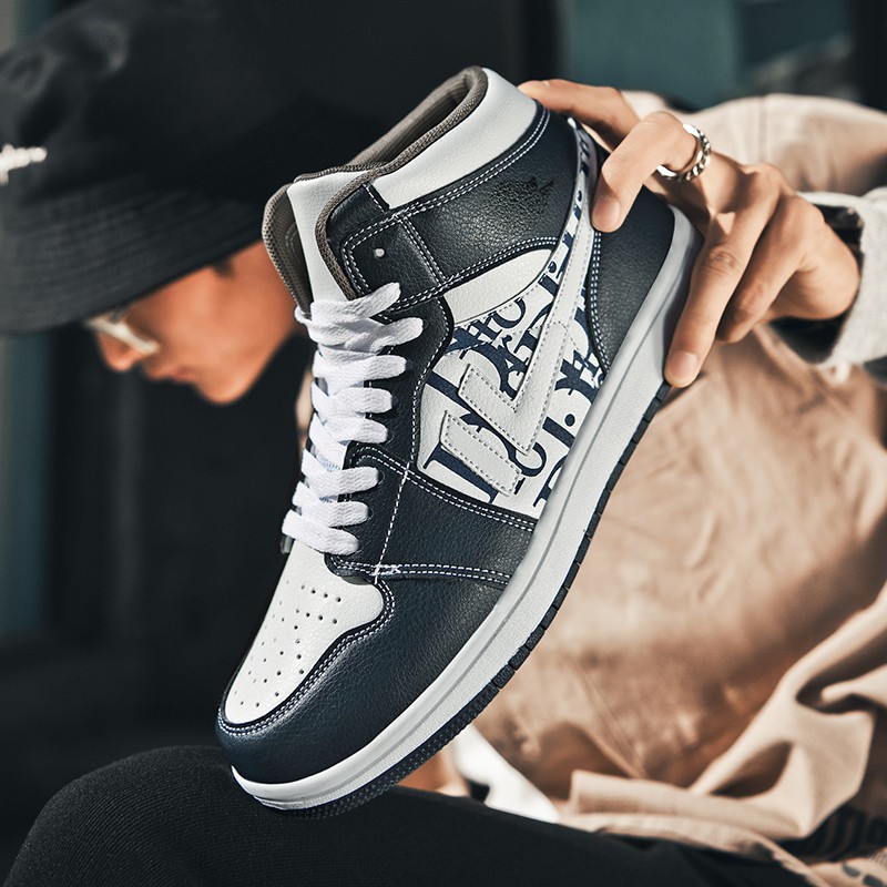 Giày Thể Thao Cổ Cao Chất Liệu Da Size 35-47 Thời Trang Cho Nam | BigBuy360 - bigbuy360.vn