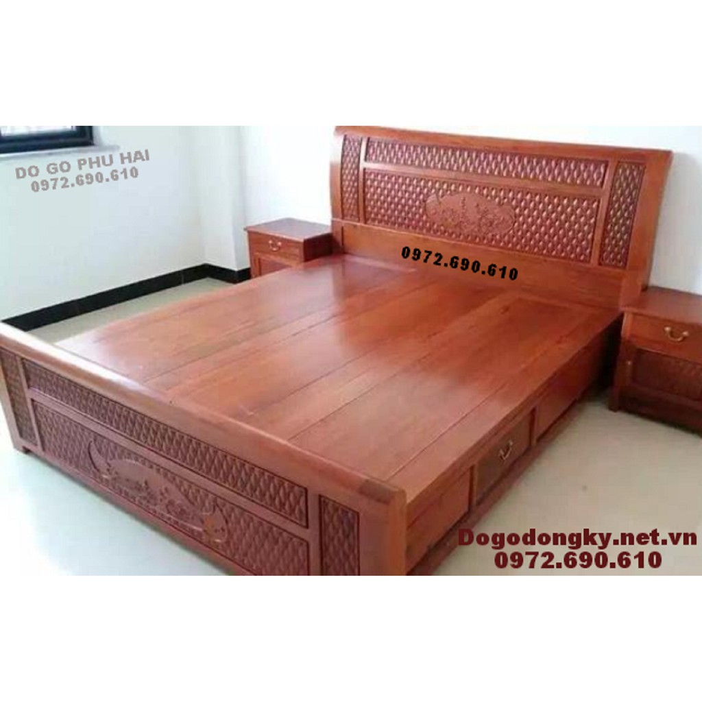 Mẫu giường ngủ giá rẻ gỗ tự nhiên GN82