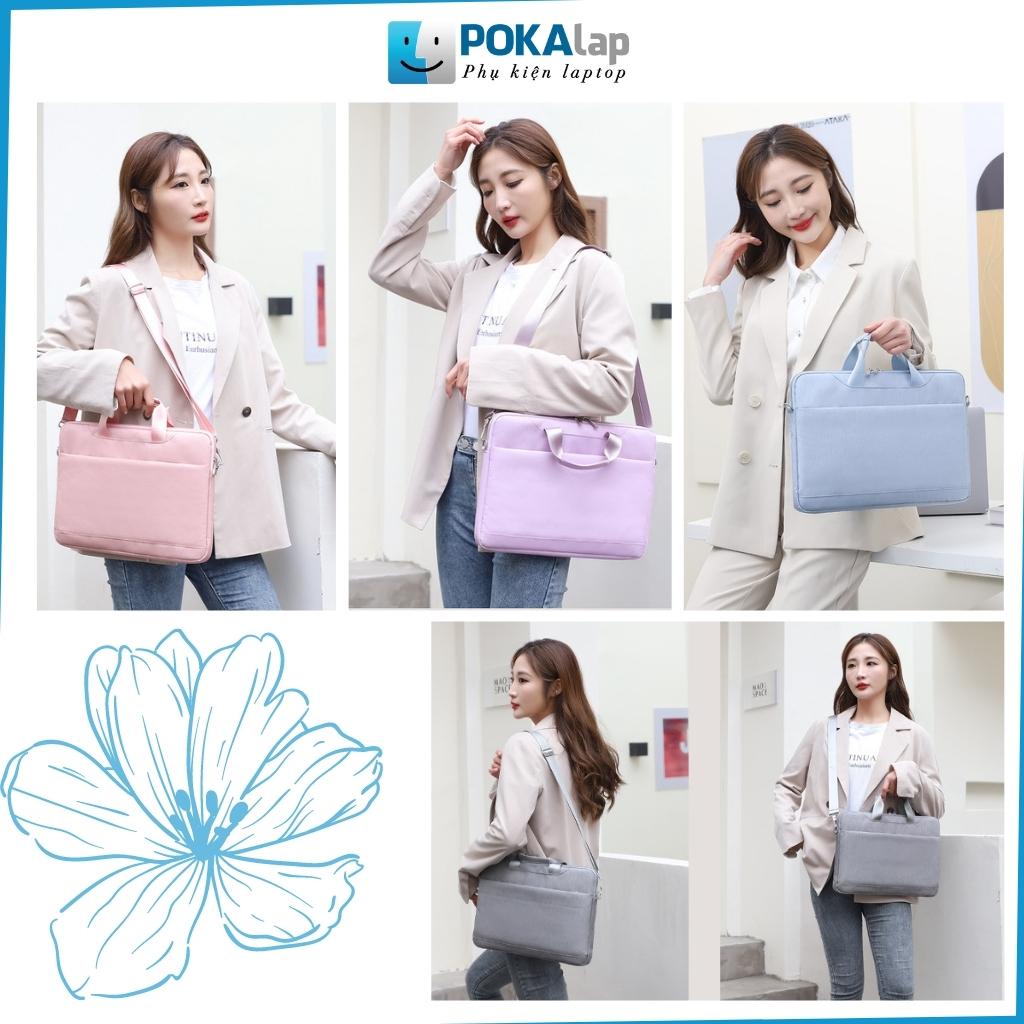 Túi chống sốc đựng laptop POKA51 chống thấm nước LÓT NHUNG có quai đeo 13 inch 14 inch 15 inch 15.6 inch - POKALAP