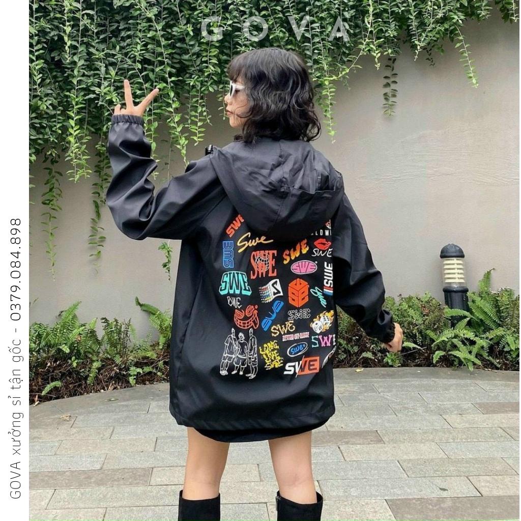 Áo khoác dù SWE LOGO nam nữ form rộng Unisex 2 lớp Chống Nắng Siêu Hot ulzzang Jacket Bomber GOVA