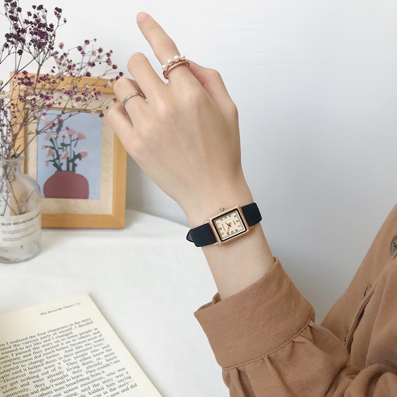 Đồng Hồ Nữ Chính Hãng GAIETY TD5 Mặt Vuông Thời Trang Vintage Dây Da Cao Cấp Đẹp Giá Rẻ