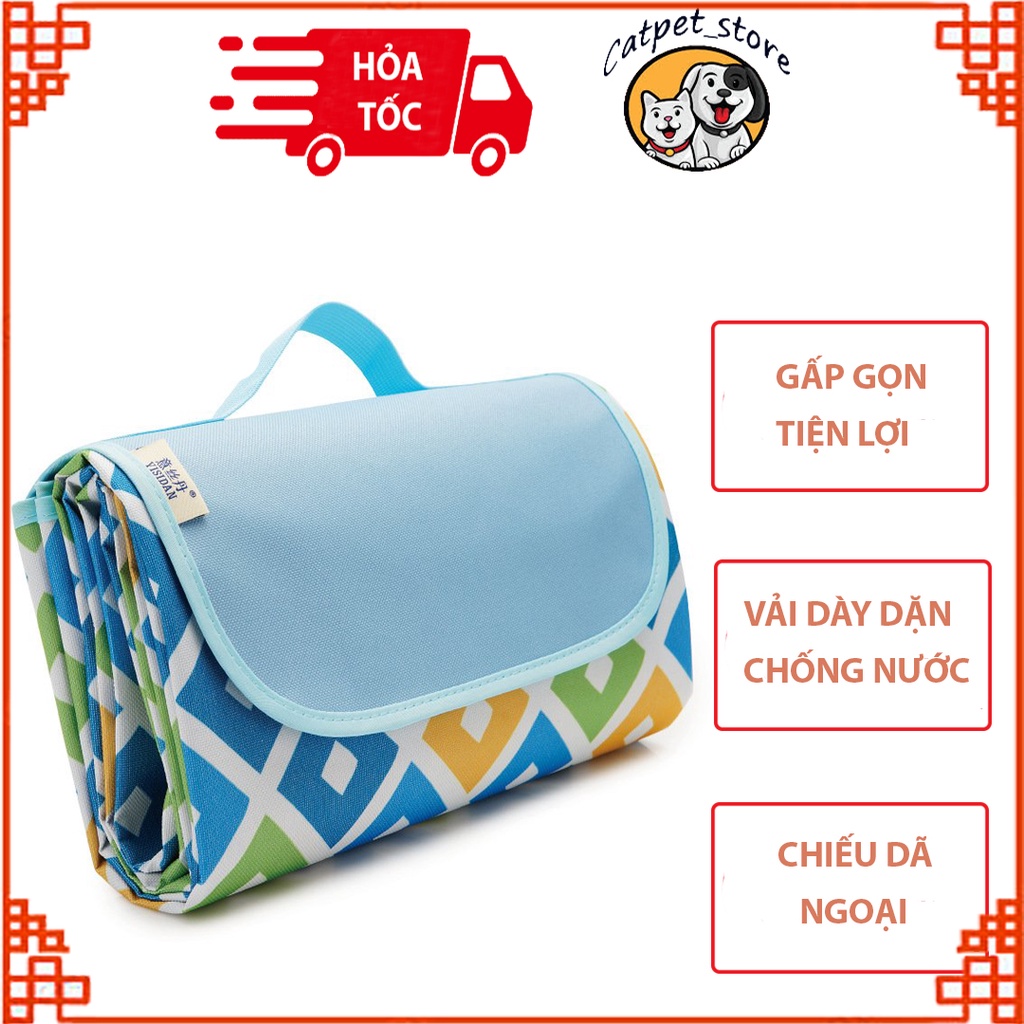Thảm dã ngoại gấp gon, chống nước cao cấp,bãi biển,bạt trải picnic