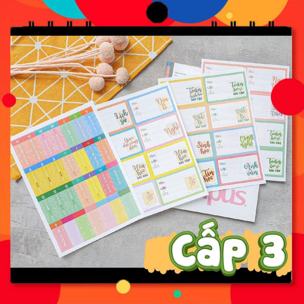 COMBO NHÃN VỠ & NHÃN DÁN GÁY TẬP  PHÂN MÔN - CẤP 2 - CẤP 3