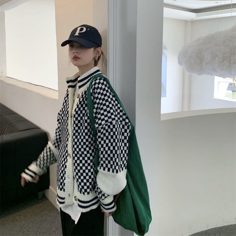 Áo khoác len dày dáng rộng thời trang thu đông cho nữ