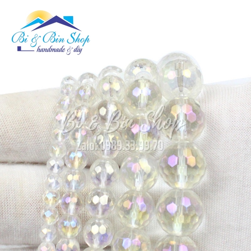 25 Viên Pha Lê Tròn Góc Nhuyễn 96 Mặt Làm Trang Sức Handmade