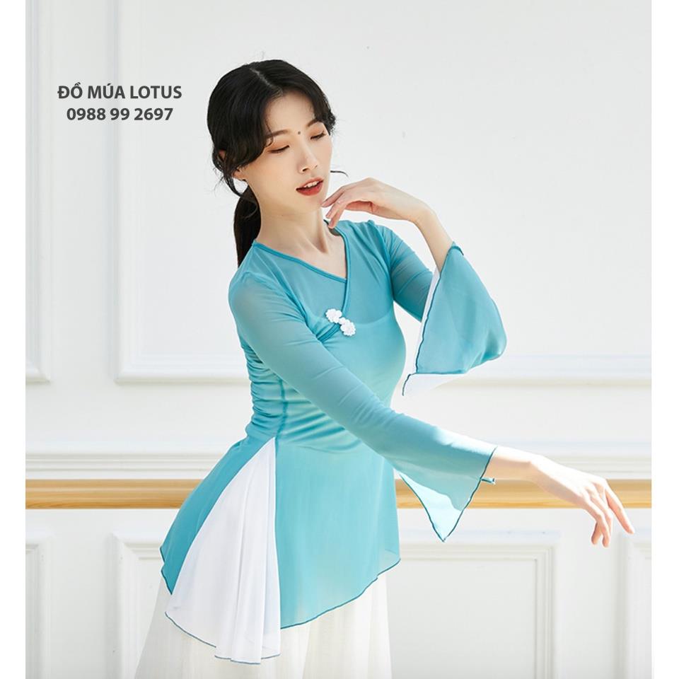 Áo lưới tập múa cổ trang, tập yoga tay loe xẻ, vạt chéo  Đồ Múa Lotus