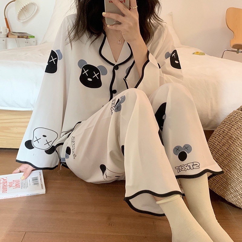 Bộ Đồ Ngủ Mỏng Tay Dài In Hình Gấu Violent Nhật Bản Thời Trang Xuân Thu 2022 La106