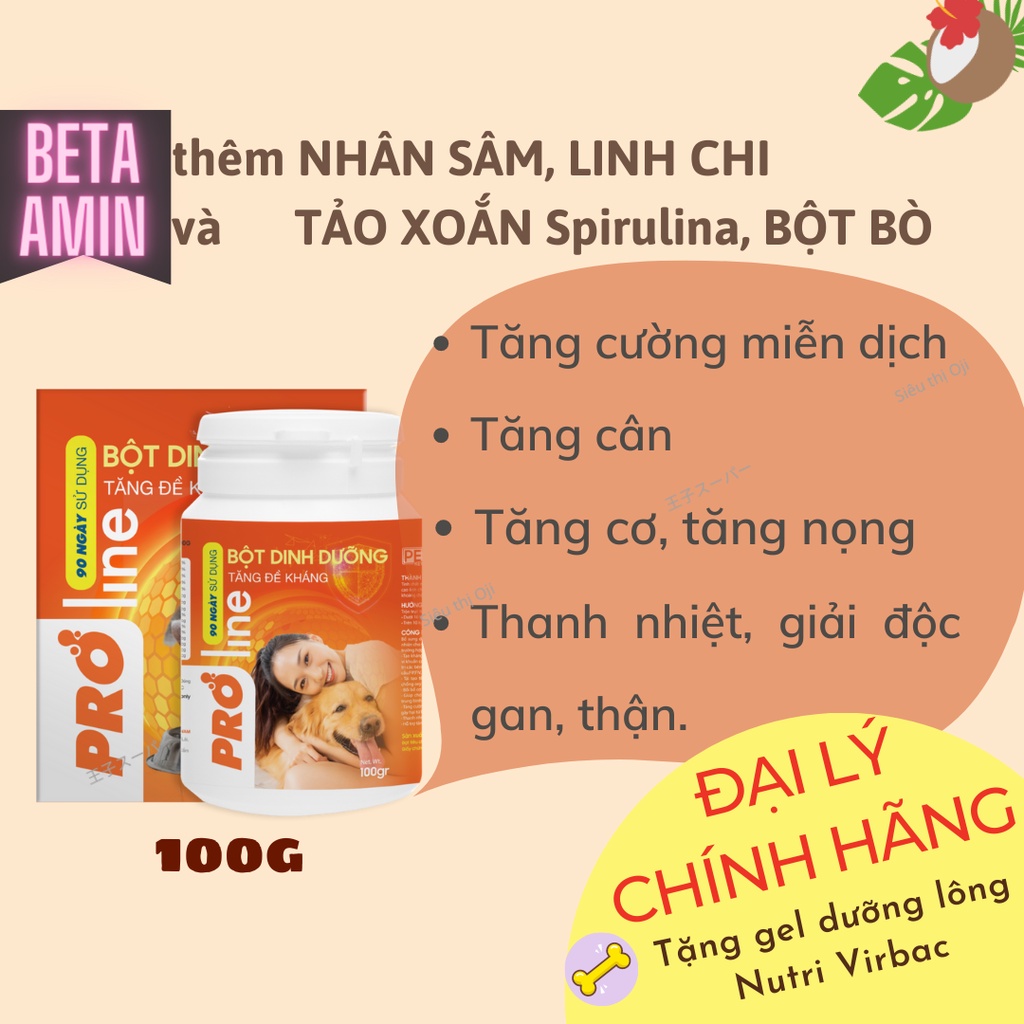 Bột dinh dưỡng cho chó mèo BETA AMIN, PROLINE, Tăng cân Tăng nọng, Hỗ trợ TH bị Giảm Bạch Cầu FIP Parvo Care,FIV