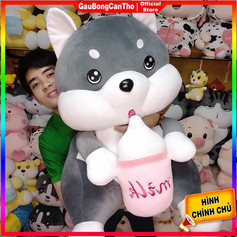 Chó Ôm Bình Sữa gấu bông husky mềm mịn