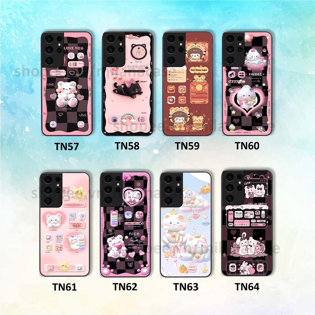 Ốp Samsung S21 Ultra hình đồng hồ icon gấu mèo cute cực dễ thương ngộ nghĩnh