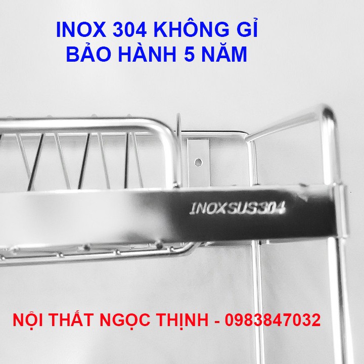 [HÀNG INOX ĐẶC] Kệ chén đa năng 2 tầng kết hợp 6 trong 1 gắn tường, gắn tủ bếp inox 304 không gỉ