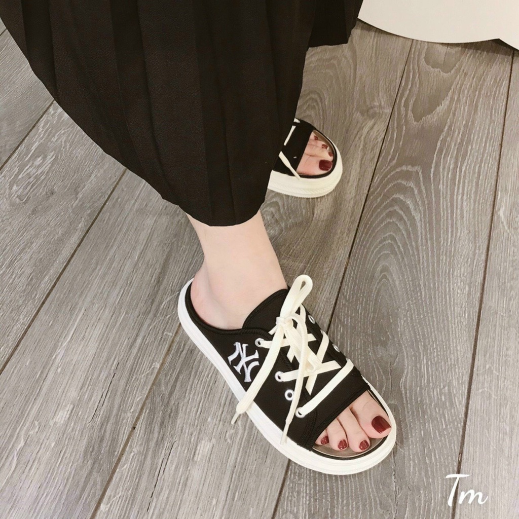 Dép bánh mì nữ, giày đạp gót sục vải buộc dây thời trang Ulzzang sang chảnh GHT02