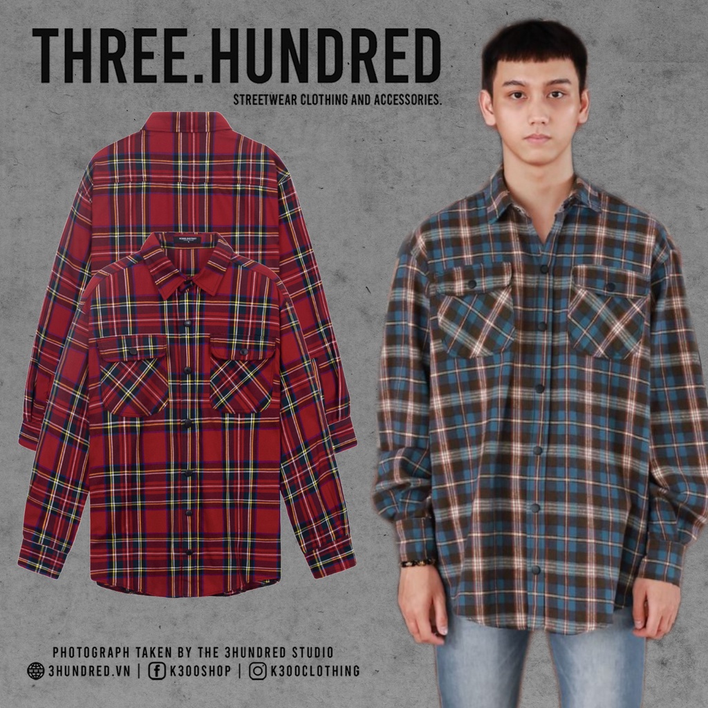 Áo Sơ Mi Flannel Sọc Xanh Nâu Chất Liệu Cotton Thoáng Mát
