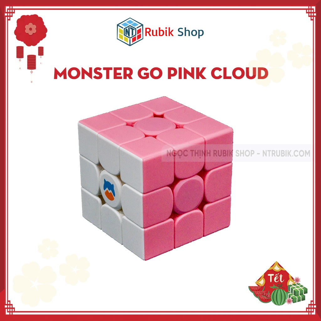 [Siêu hót Gan Monster Go] Rubik 3x3x3 GAN Monster Go MG356 3x3 Cloud Pink (Stickerless hồng)