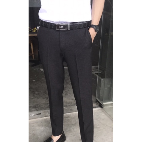 Quần Âu Nam Mẫu Chấm Bi Màu Đen
