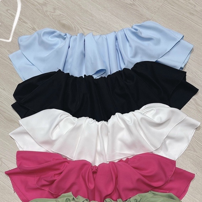 Áo trễ vai nữ tay ngắn trễ vai croptop phối bèo 1 tầng về nhiều màu hot trend - AO073 | BigBuy360 - bigbuy360.vn