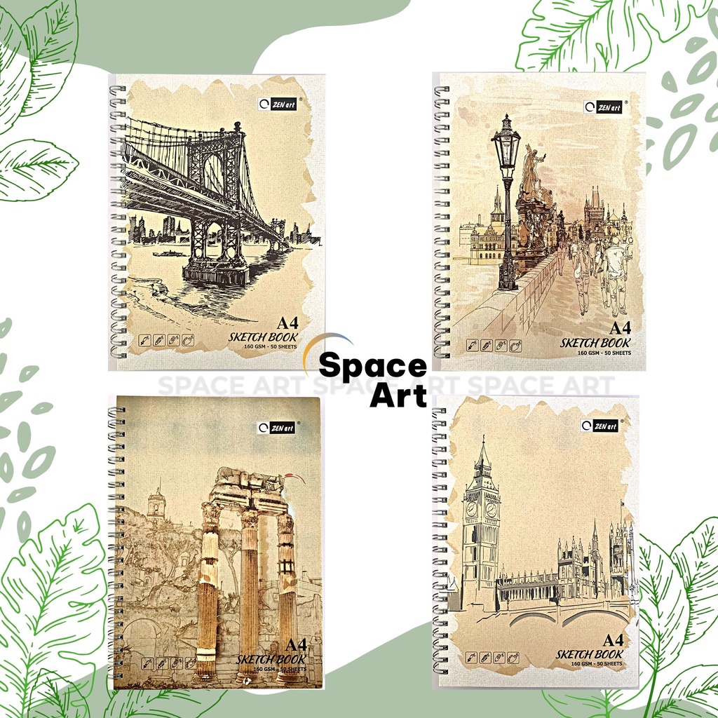 Sổ ký họa phác thảo ký họa Sketchbook Zen Art 160gsm 50 tờ bìa cứng