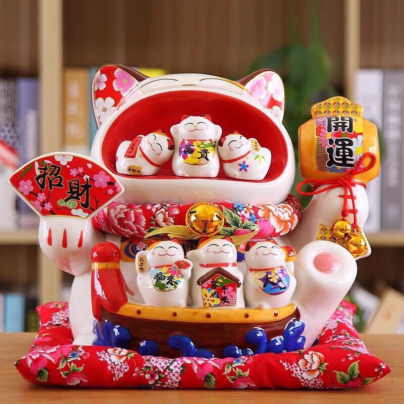 Mèo thần tài, mèo may mắn ống tiết kiệm 15inch -35cm