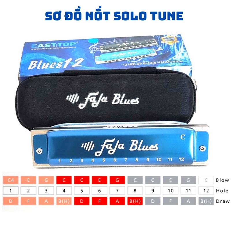 Kèn Harmonica Diatonic 12 lỗ Fala Blues Easttop