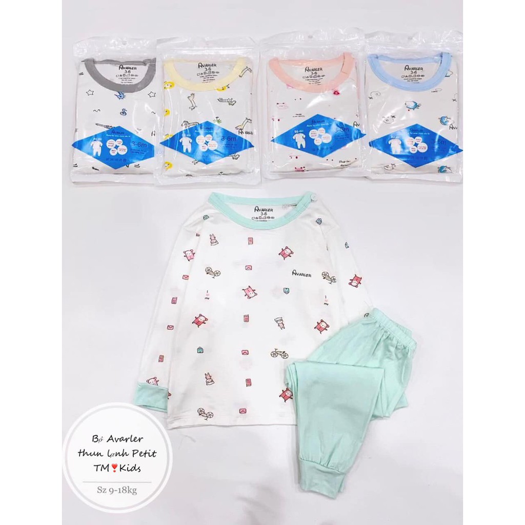 Bộ Avaler petit sợi tre dài tay co giãn 8 chiều cho bé 0-18 tháng