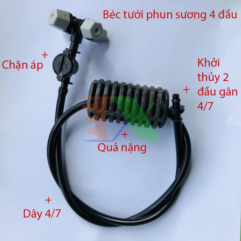 Bộ béc tưới treo phun sương 4 đầu MT-309 30 lit / h + khởi thủy 4/7mm