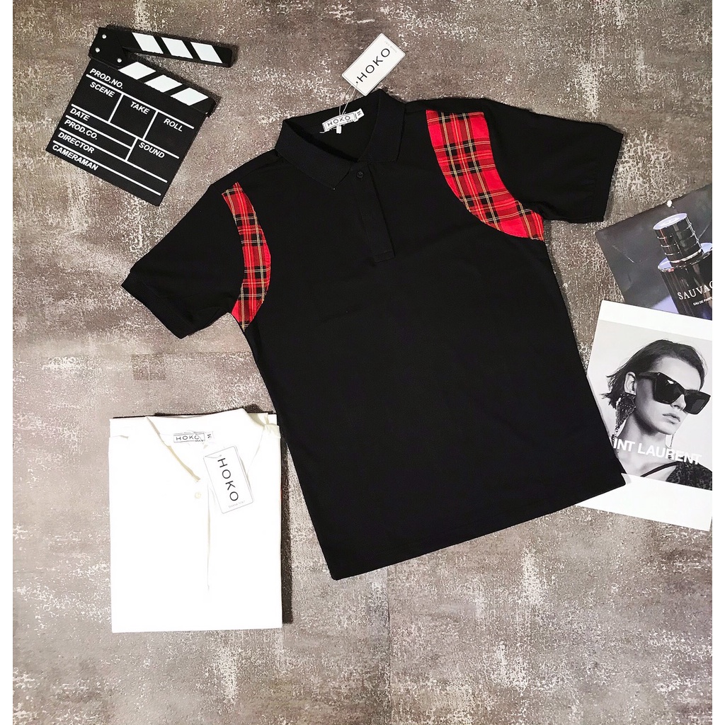 ÁO POLO MCQ CỔ BẺ VIỀN VAI KẺ ĐỎ CỰC ĐẸP