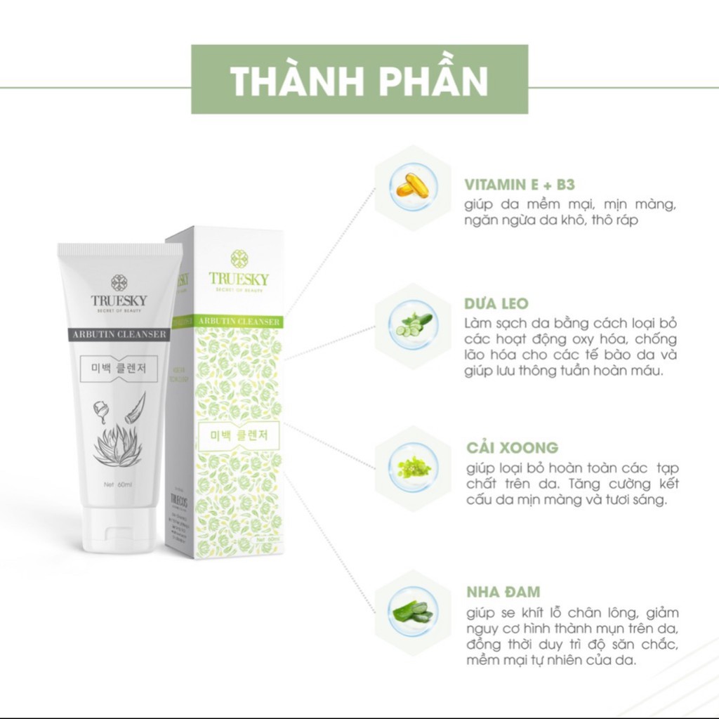 SỮA RỬA MẶT TẠO BỌT NHA ĐAM TRUESKY DẠNG TẠO BỌT 60ML - ACNE CLEANSER | BigBuy360 - bigbuy360.vn