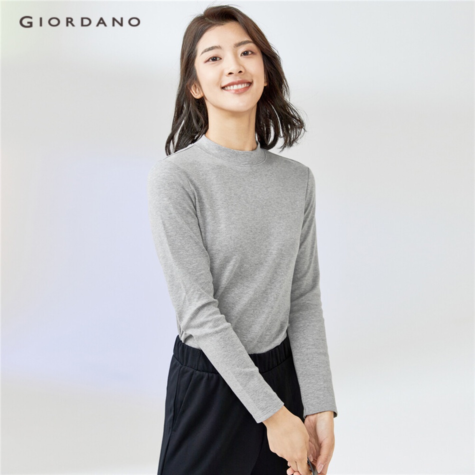Áo thun Giordano tay dài cổ lọ thời trang cho nữ 05321803