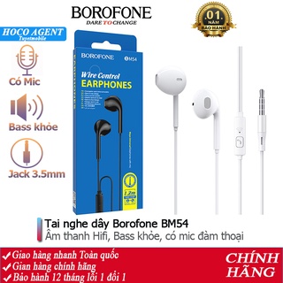 Tai nghe nhét tai Borofone BM54 nghe hay có mic đàm thoại, dây dài 1.2m / Jack cắm 3.5mm - Chính hãng