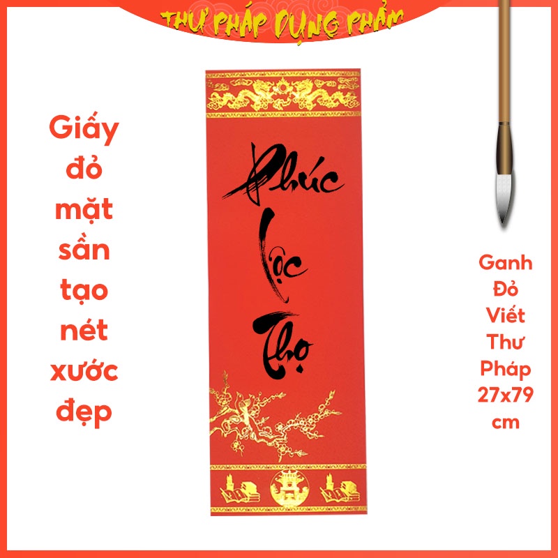 Liễn Giấy Viết Thư Pháp Dụng Phẩm, Liễn Giấy Ganh Đỏ 27x79cm - Combo 5 Tờ