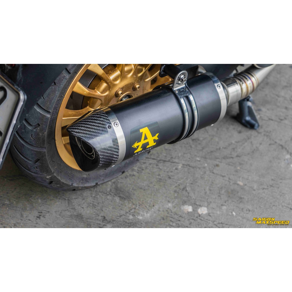 Pô Arrow Thunder Đen Nắp Carbon