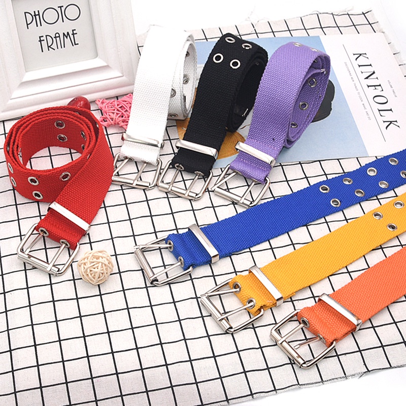 Thắt Lưng Vải Canvas 2 Lỗ Cá Tính Cho Nữ 105cm