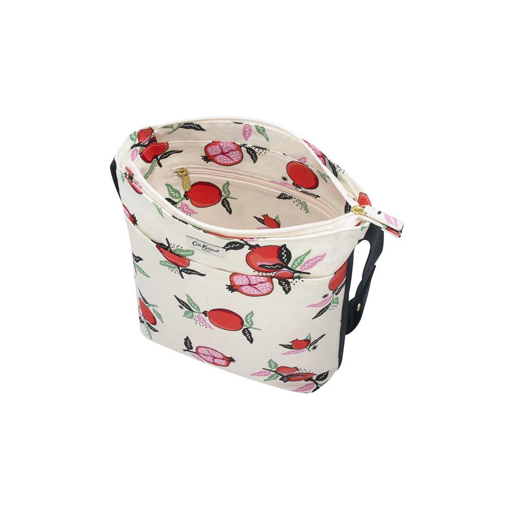 Cath Kidston - Túi đeo chéo/Zipped Messenger Bag - Pomegranate - Cream -1048681