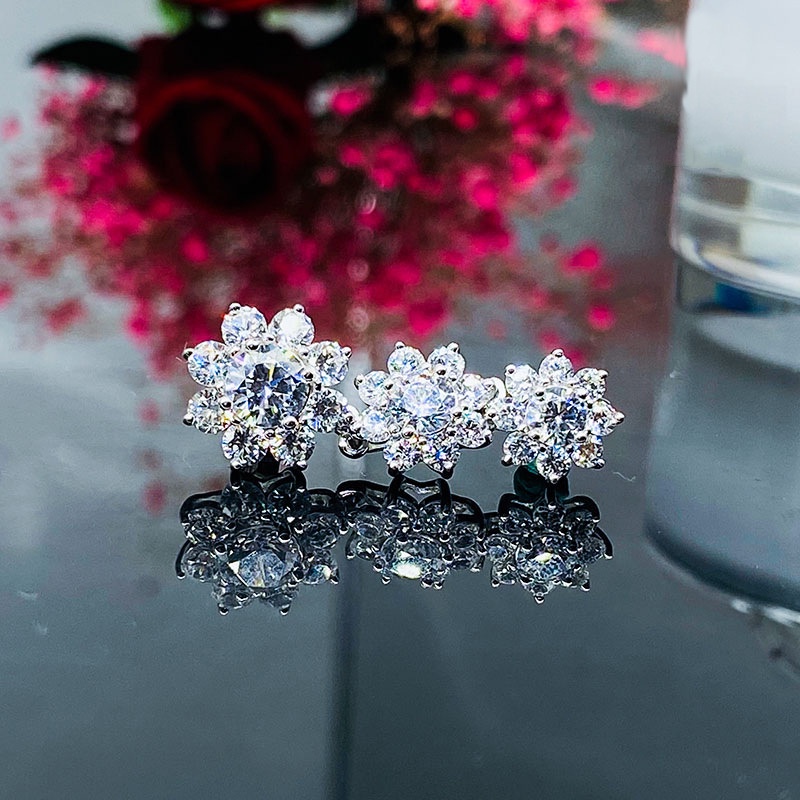 Bông Tai Dáng Dài Hình Hoa Hướng Dương Đính Đá Lấp Lánh Thời Trang-JHS4-E