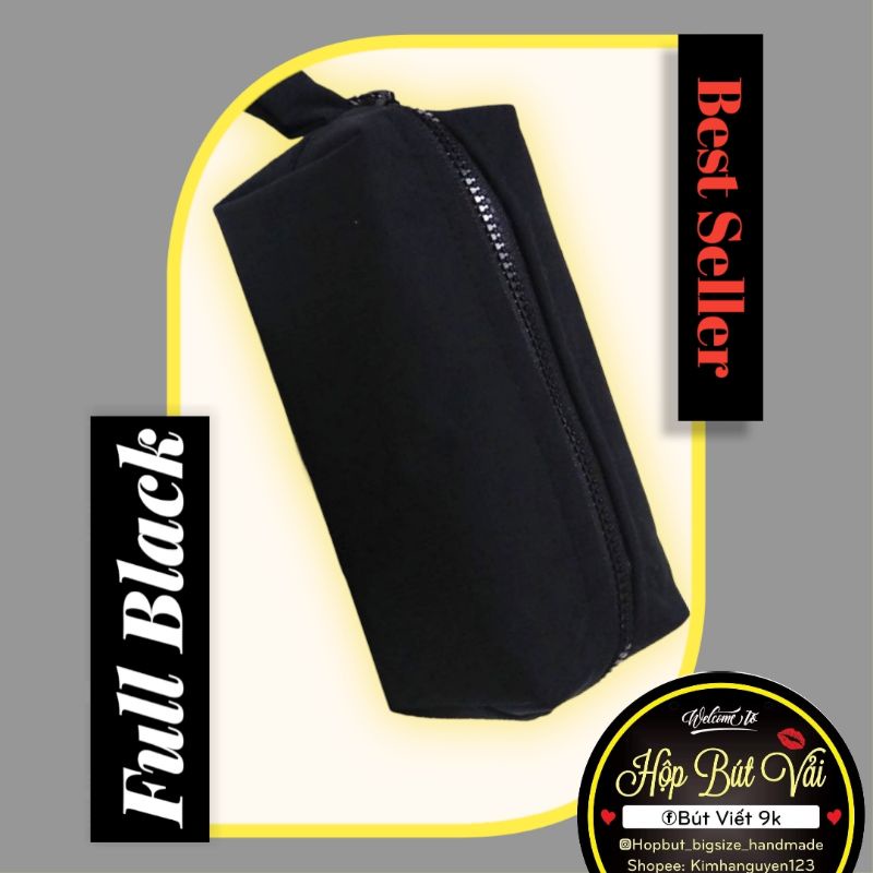 Hộp bút vải đen trơn