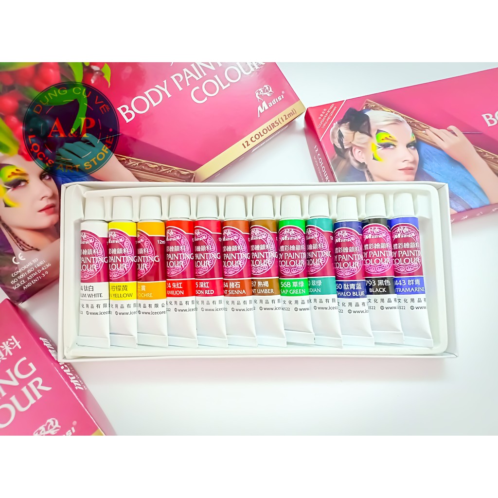 [Lộc'sArtStore]Màu vẽ Mặt Body hóa trang Painting Colour(Bộ 12 màu)
