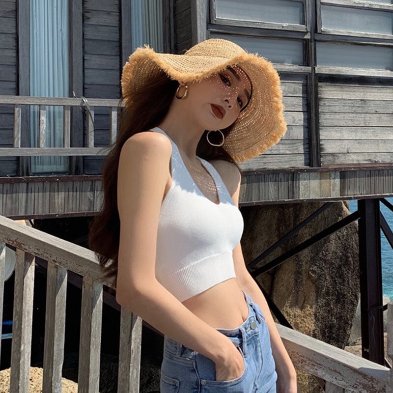 Áo Croptop Hai Dây Buộc Cổ Nơ - Áo Croptop Nữ Sexy