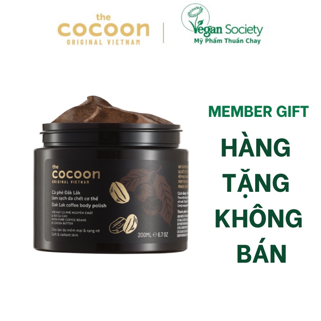 SPECIAL COMBO Tẩy da chết cơ thể cà phê Đắk Lắk Cocoon 200ml Tặng Cà phê đắk lắk làm sạch da chết môi cocoon 5g