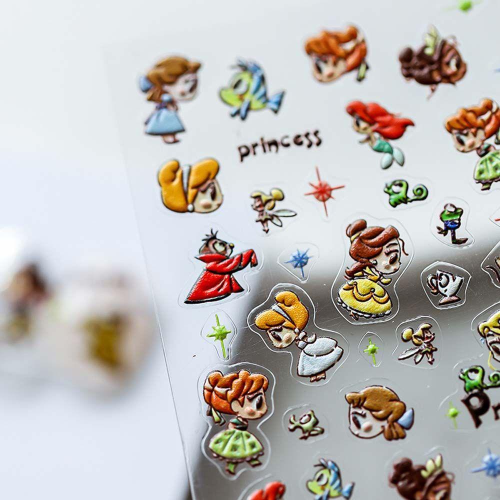 QQMALL Miếng Dán Trang Trí Móng Tay 5D Tự Dính Họa Tiết Công Chúa Thời Trang