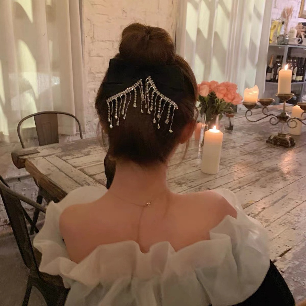 Kẹp Tóc Hình Nơ Lưng Đính Đá Lấp Lánh Xinh Xắn